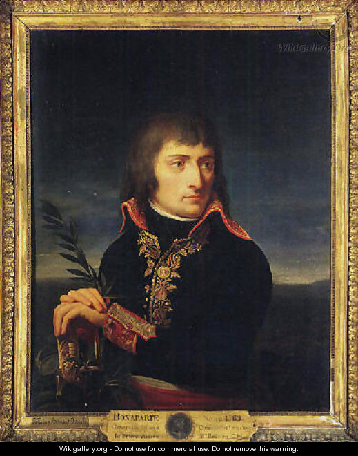 Portrait of Napoleon Bonaparte, his hands resting on the hilt of a sword, before a landscape - Andrea, the Elder Appiani