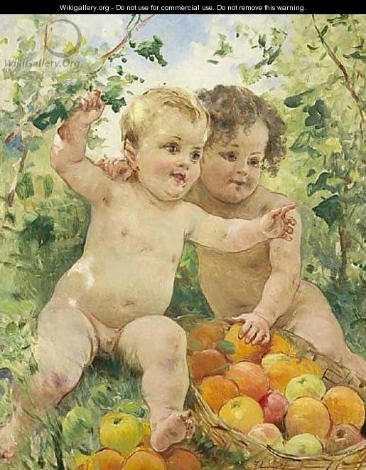 Two children with a fruit basket - Federico Andreotti