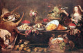 Still Life with Dame and a parrot - Frans Snyders
