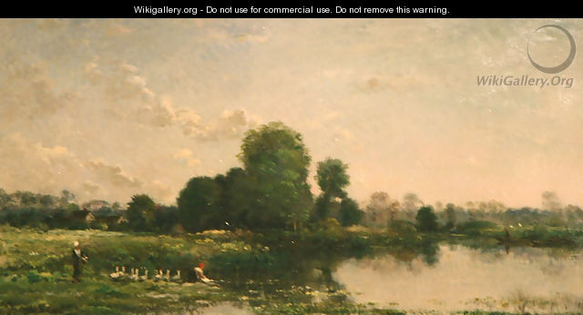 Riverbank with Fowl - Charles-Francois Daubigny
