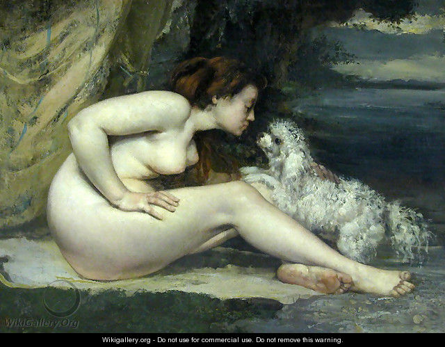 Nude woman with a dog - Gustave Courbet