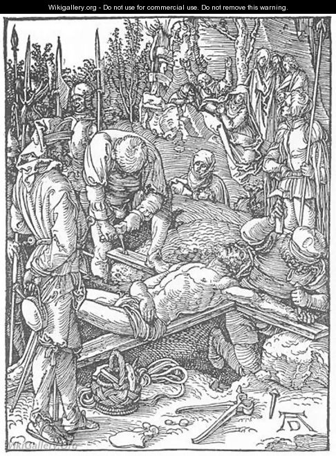 Small Passion, 23. Christ Being Nailed to the Cross - Albrecht Durer