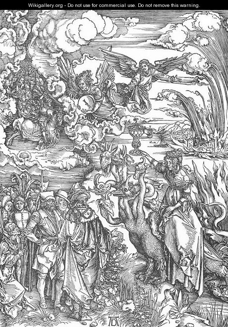 The Revelation of St John, 14. The Whore of Baylon - Albrecht Durer
