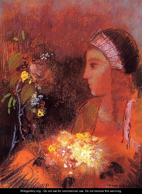 Woman with Flowers 2 - Odilon Redon