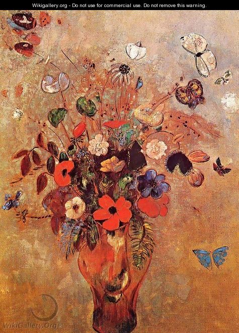 Vase with Flowers and Butterflies 2 - Odilon Redon