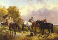 Horses in a Farmyard - John Frederick Herring, Jnr.