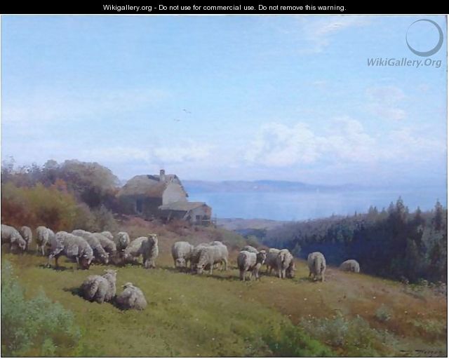 Flock of Sheep at Crabtree Point - Herman Herzog
