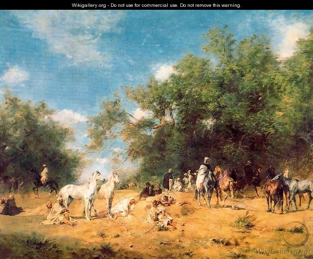 Arab Horsemen Resting - Eugene Fromentin