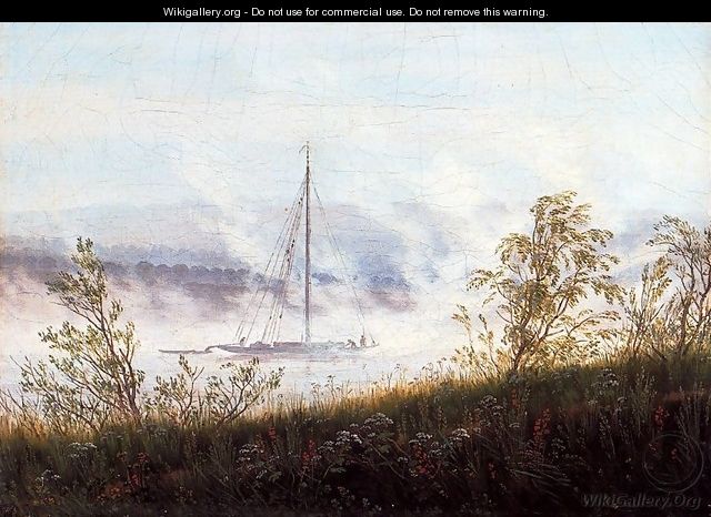 Ship on the River Elbe in the Early Morning Mist - Caspar David Friedrich