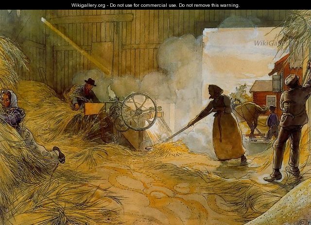 The Threshing of the grain - Carl Larsson