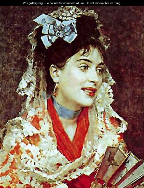 Portrait of Lady with fan - Raimundo de Madrazo y Garreta