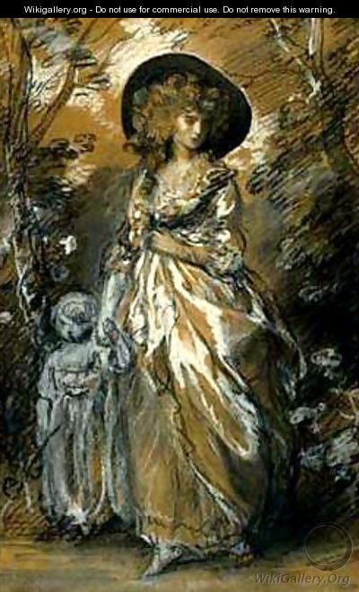 A Lady Walking in a Garden with a Child - Thomas Gainsborough
