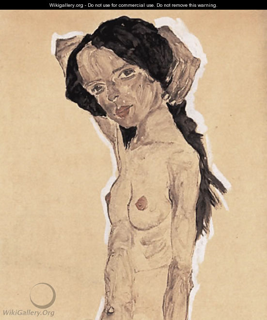 Standing nude young girl - Egon Schiele