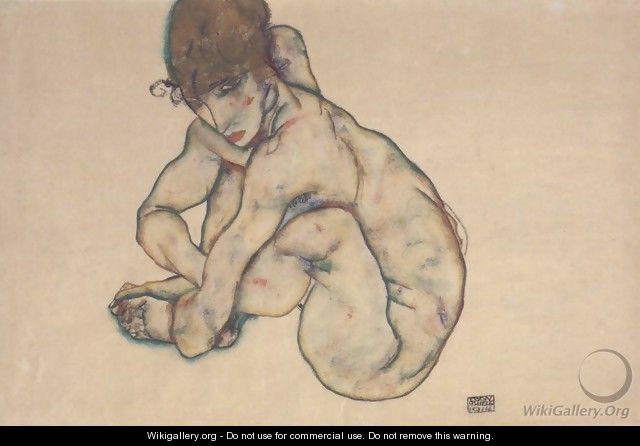 Sitting feminine act 2 - Egon Schiele