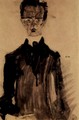 Selfportrait in the black garment - Egon Schiele
