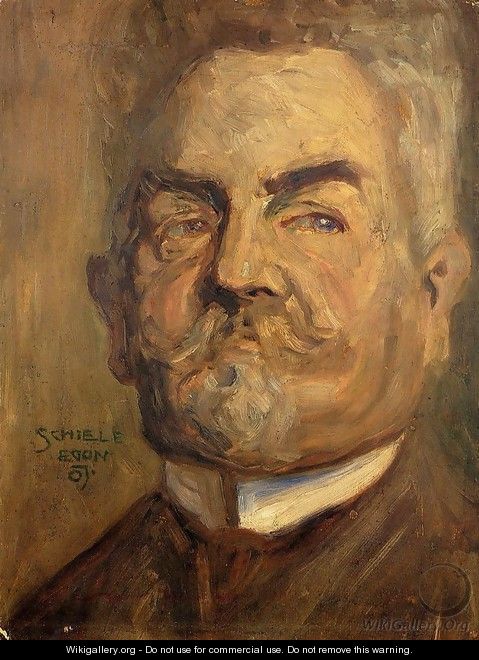 Portrait of Leopold Czihaczek (Head of a Bearded Man) - Egon Schiele