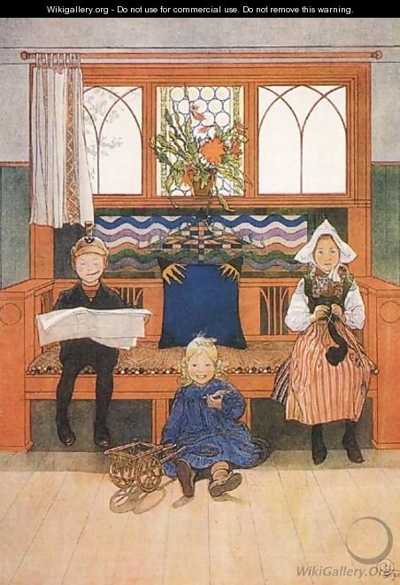 Father, Mother And Child - Carl Larsson