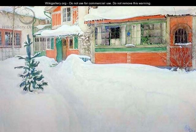 The Cottage In The Snow - Carl Larsson