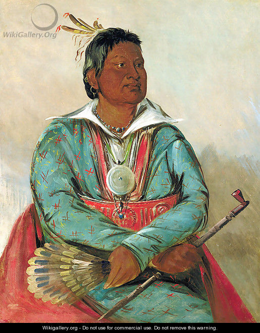 Mó-sho-la-túb-bee, He Who Puts Out and Kills, Chief of the Tribe - George Catlin
