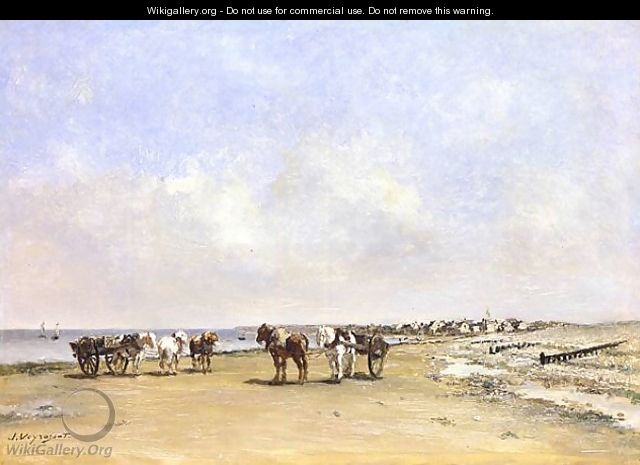 Horses on the beach - Jules Jacques Veyrassat