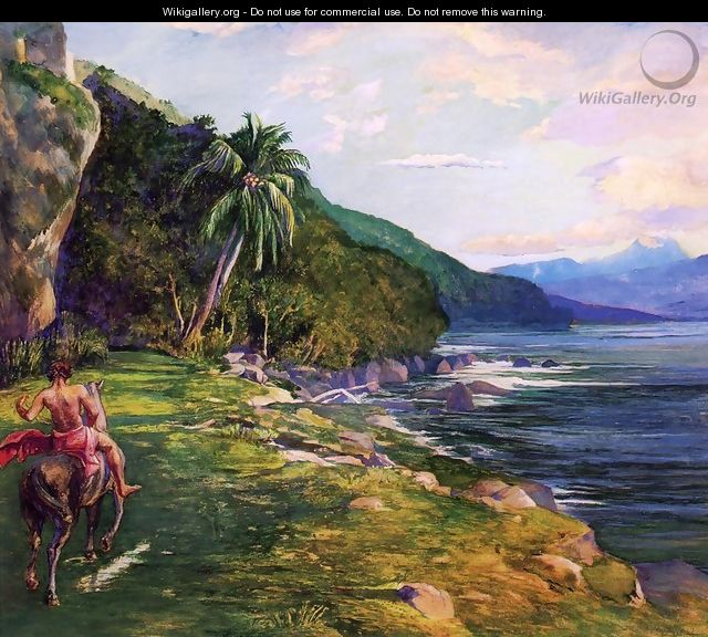A Bridle Path in Tahiti (aka Bridle Path, Tahiti) - John La Farge