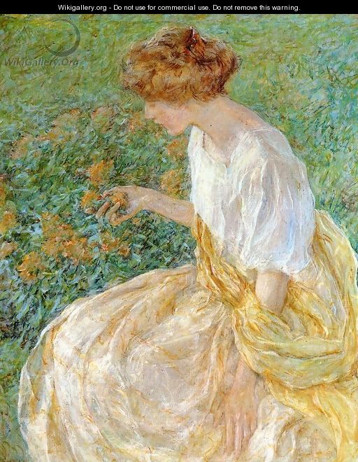 The Yellow Flower aka The Artist-s Wife in the Garden - Robert Reid