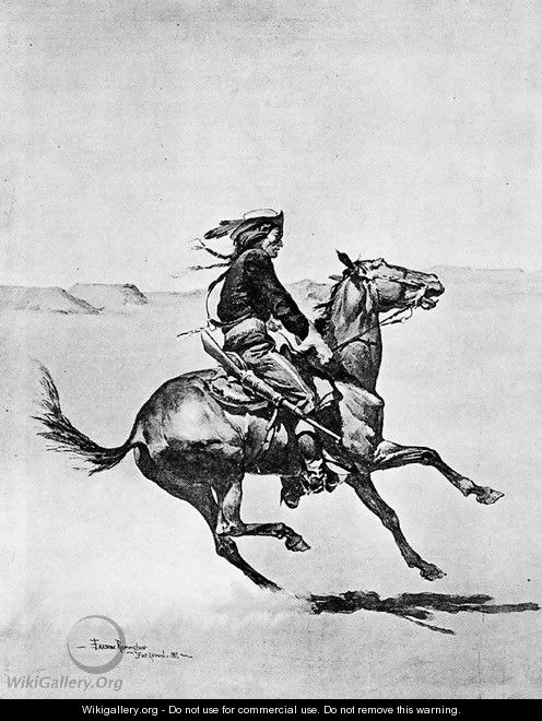 One of the Fort Keogh Cheyenne Scout Corps, Commanded by Lieutenant Casey - Frederic Remington