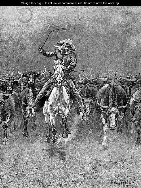 In a Stampede - Frederic Remington