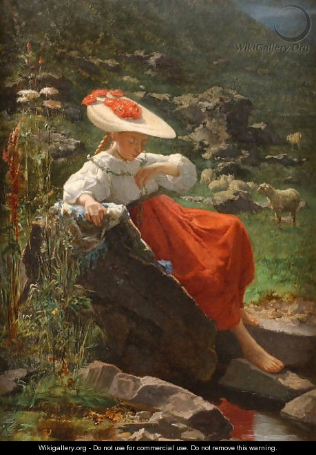Young Girl in a Landscape - Theodore Gerard