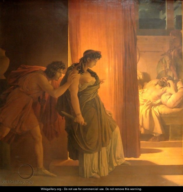 Clytemnestra hesitates before killing the sleeping Agamemnon - Pierre-Narcisse Guerin