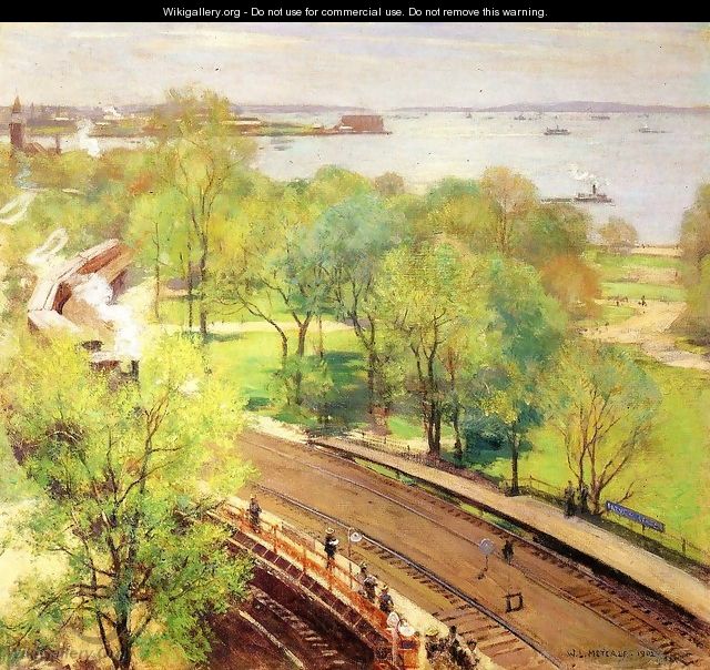 Battery Park, Spring - Willard Leroy Metcalf