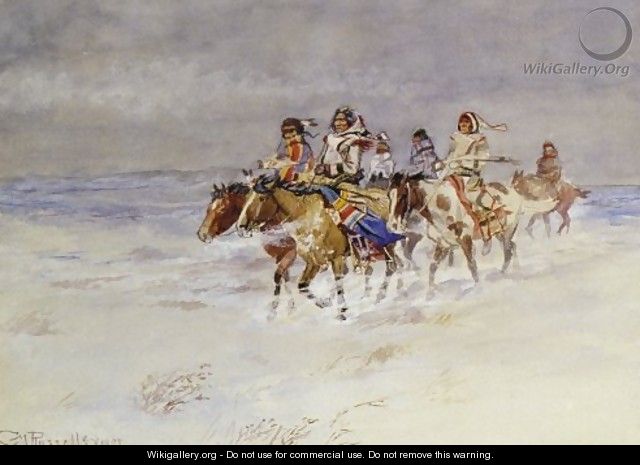 War Party In Winter - Charles Marion Russell