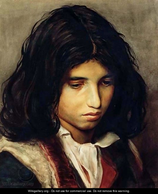 Half portrait of a gypsy boy - Franz Von Defregger