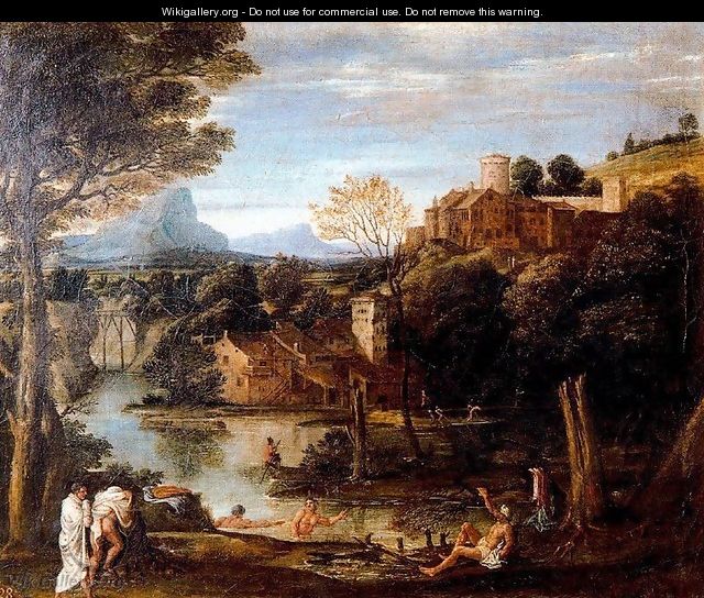 Landscape with bathers - Annibale Carracci