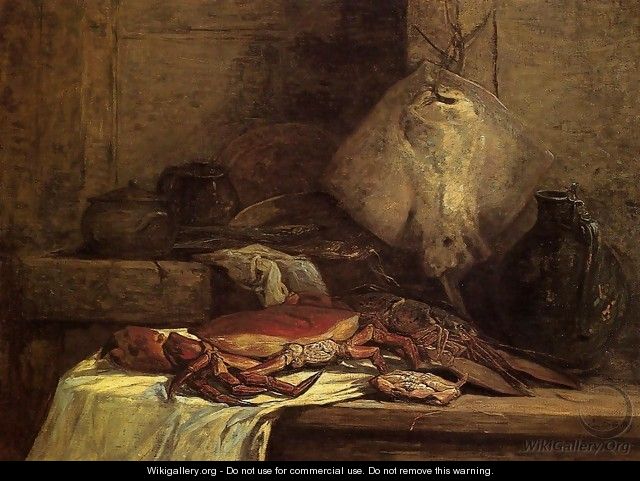 Crab, Lobster and Fish (aka Still Life with Skate) - Eugène Boudin