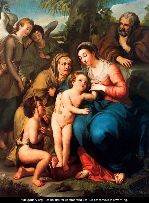The Holy Family with St. Elizabeth, St. John the Baptist and two angels - Anton Raphael Mengs