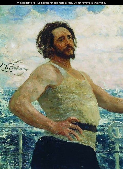 Portrait of writer Leonid Nikolayevich Andreyev on a yacht - Ilya Efimovich Efimovich Repin