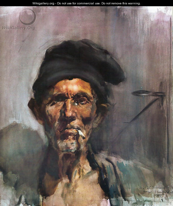 The old man of the cigarette - Joaquin Sorolla y Bastida