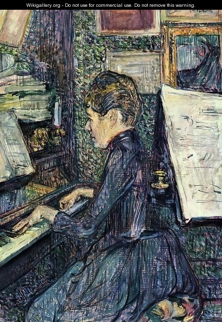 Mademoiselle Dihau Playing the Piano - Henri De Toulouse-Lautrec