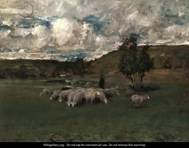 View near Polling with sheep - William Merritt Chase