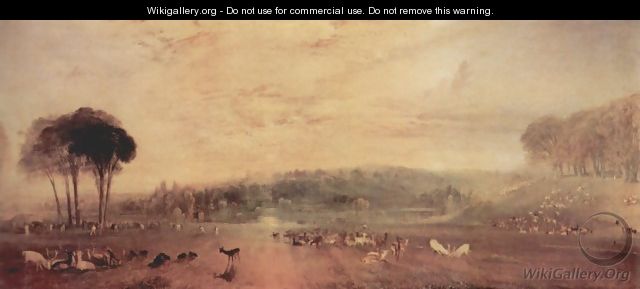 The lake, Petworth, sunset and goats - Joseph Mallord William Turner