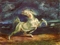 Before lightning shrinking of horse - Eugene Delacroix