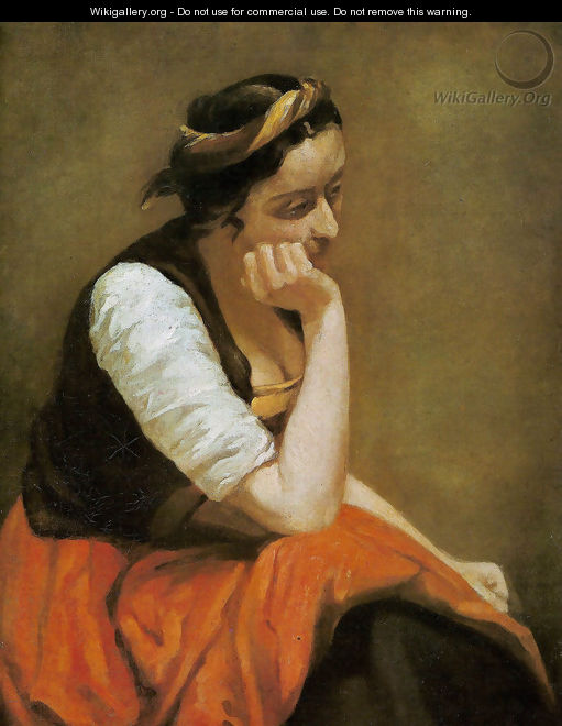 A thinking girl - Jean-Baptiste-Camille Corot