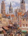 The Old Market and the Rue de l'Epicerie in Rouen - Camille Pissarro