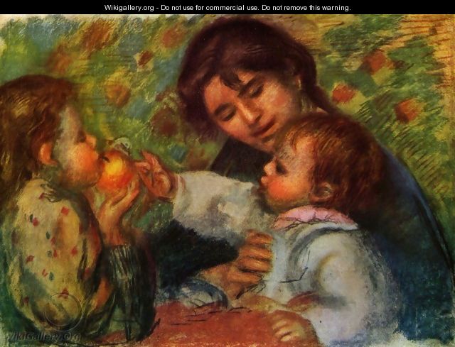 Portrait of Jean Renoir and Gabrielle with their child - Pierre Auguste Renoir