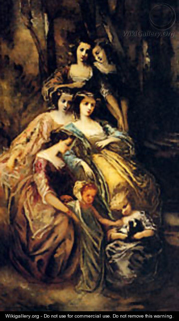 Empress Eugenie And Her Attendants - Monticelli Adolphe