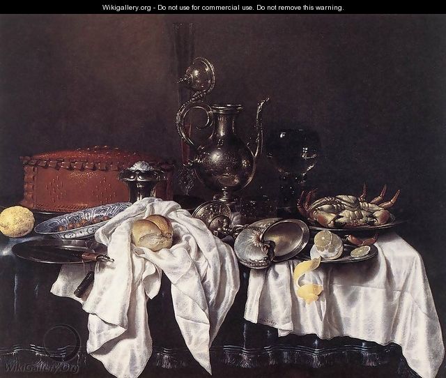 Still-Life with Pie, Silver Ewer and Crab 1658 - Willem Claesz. Heda