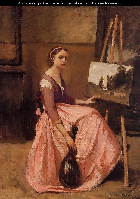 Young Woman in a Red Dress - Jean-Baptiste-Camille Corot