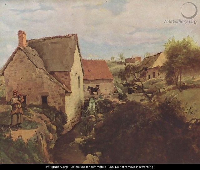Hütten mit Mühle am Bachufer - Jean-Baptiste-Camille Corot