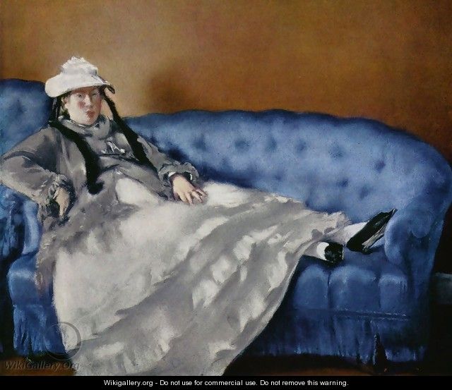 Portrait of the woman on a blue sofa - Edouard Manet